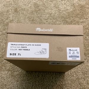 Madewell triple strap flats in suede. New with original box.